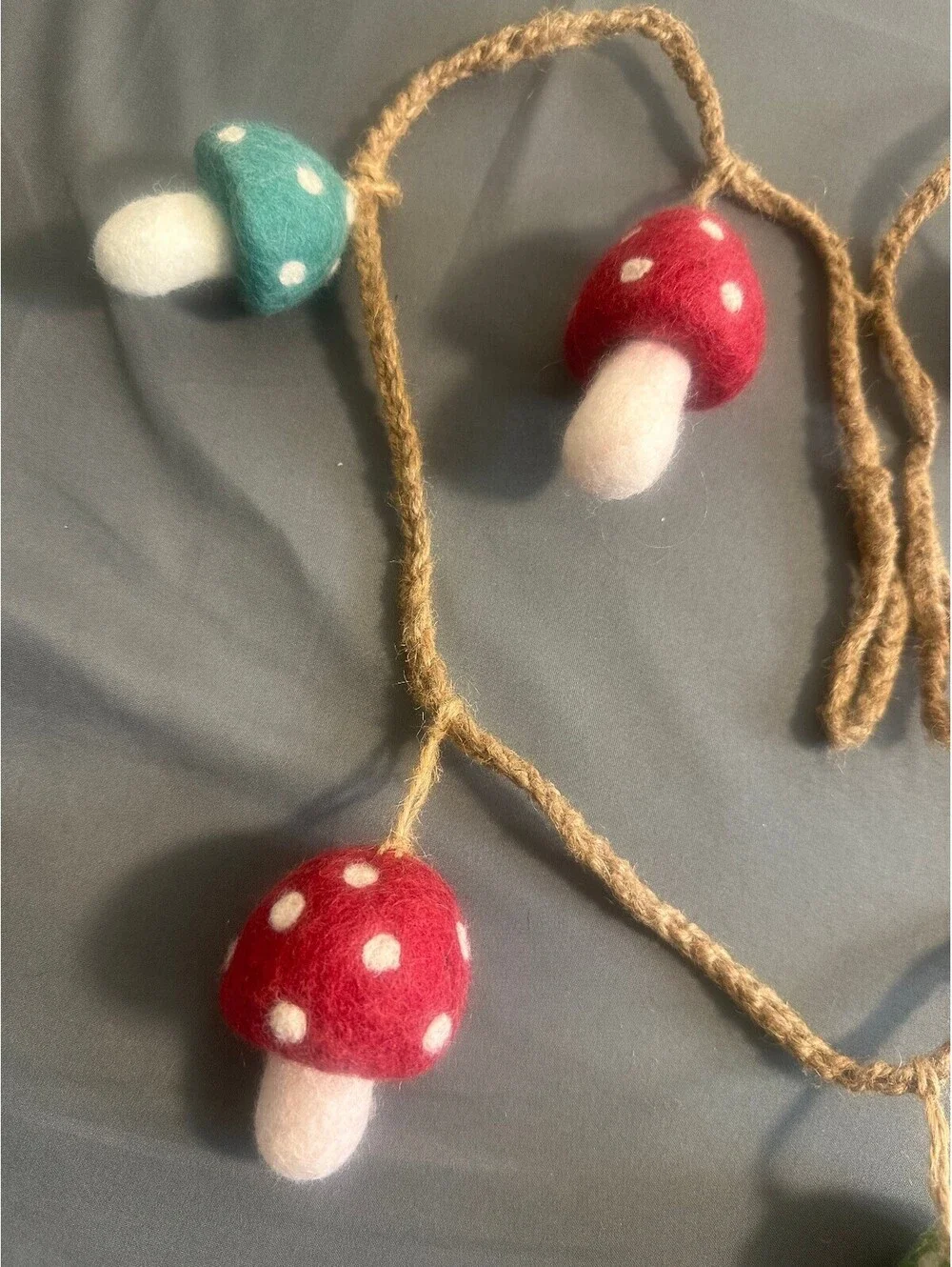 Green and Red Mushroom Garland Cottagecore Fairycore